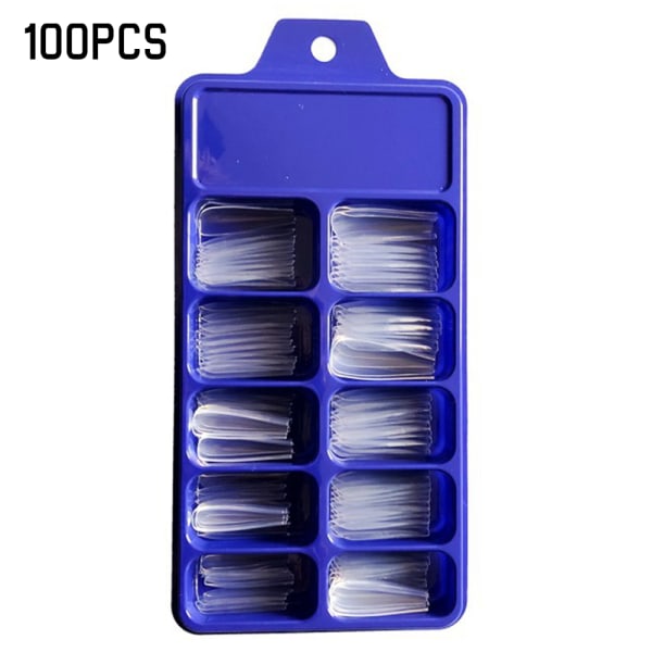 100st/ set falska naglar konstgjorda akryl vanligt falska fulla nail art Stick på Transparent