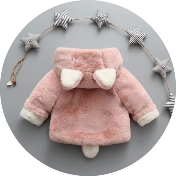 Varm vinterjacka med huva i konstpäls för babyflicka och pojke pink 110cm