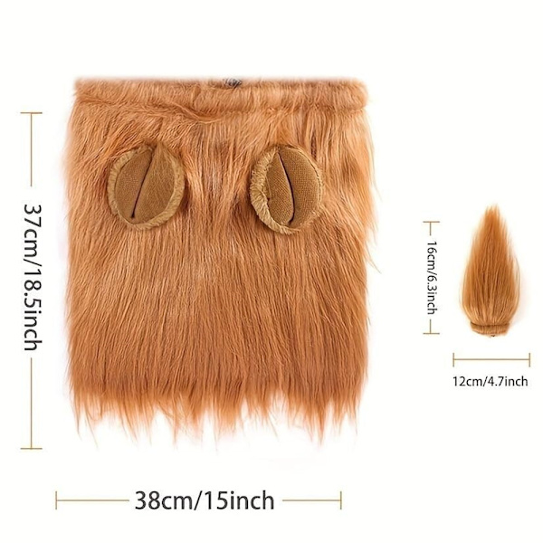 Realistinen ja hauska leijonanharja koiralle, lemmikkieläinten vaatteet, asu, cosplay, hieno pukeutuminen S/M/L Light brown M