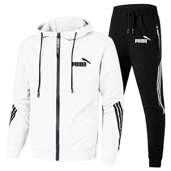 Män Jogging Tracksuit Outfits Höst Vinter Full Zip Hoodie Jacka Sweatpants Set Sport Sweatsuit Jogger Suit A M
