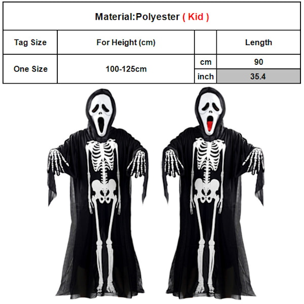 Barn Vuxen Skelett Kostym Jumpsuit Spöke Klädnad Mask Handskar Rekvisita Halloween Maskerad Festkläder Tongue Mask+Gloves for Kids