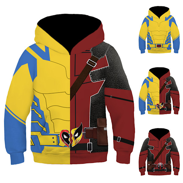 Barn Cosplay Deadpool 3 Wolverine 3D Hoodies Superhjälte X-Men Jacka Kläder Yellow S