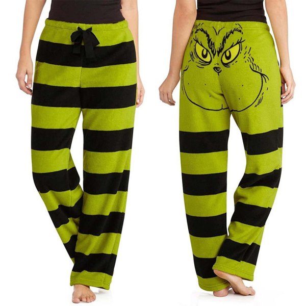 Dam Jul Grinch Randiga Pyjamasbyxor Nattkläder M