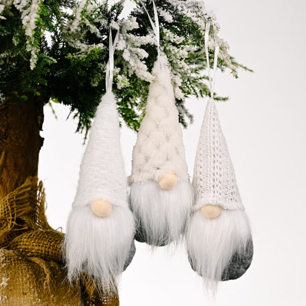 3 st julgranshängande tomteplyschdockor prydnadsföremål grey 3pcs