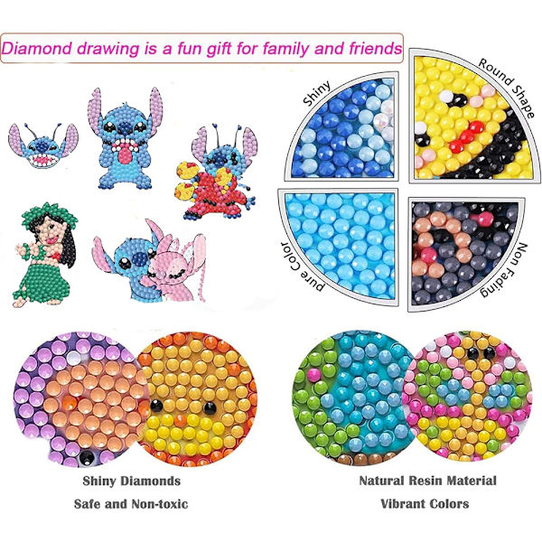 16 kpl Stitch-timanttimaalaustarroja, teinien timanttitarrat 16PCS