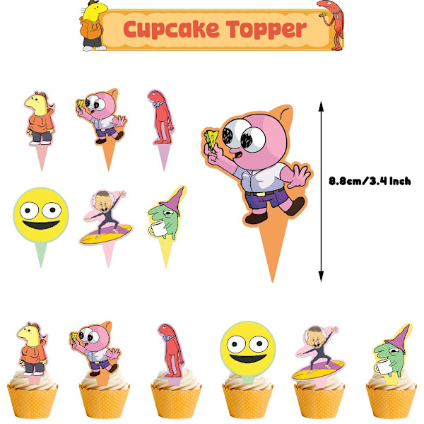 Smiling Friends Tema Födelsedagsfest Tillbehör Banner Ballonger Tårta Cupcake Toppers Set Dekoration