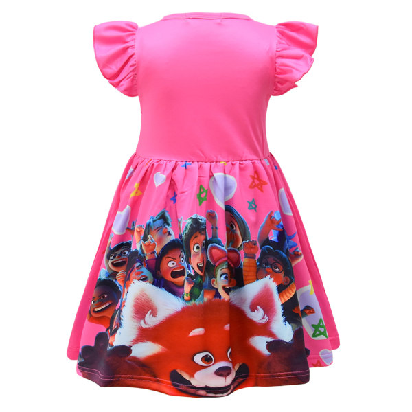 Ny vändning röd flickklänning volang kortärmad klänning fest Purple 140cm