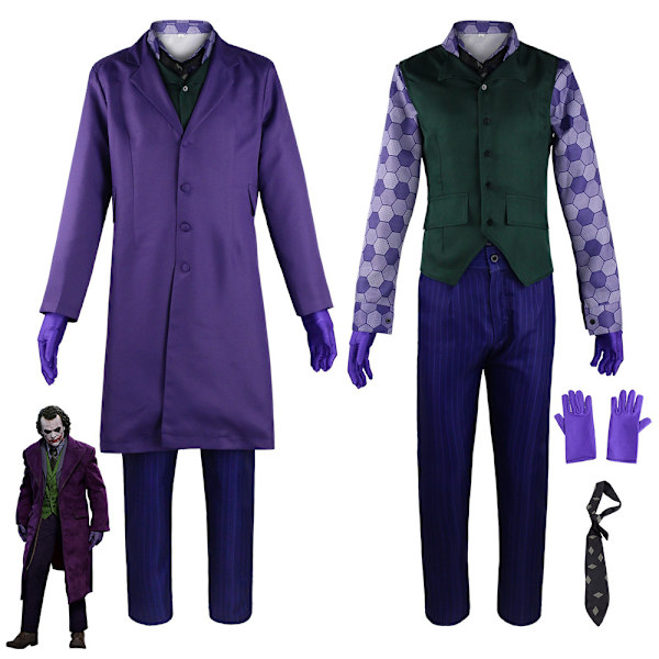 Voksen The Joker Halloween Cosplay Kostume The Dark Knight Klovn Fuld Fancy Kjole L