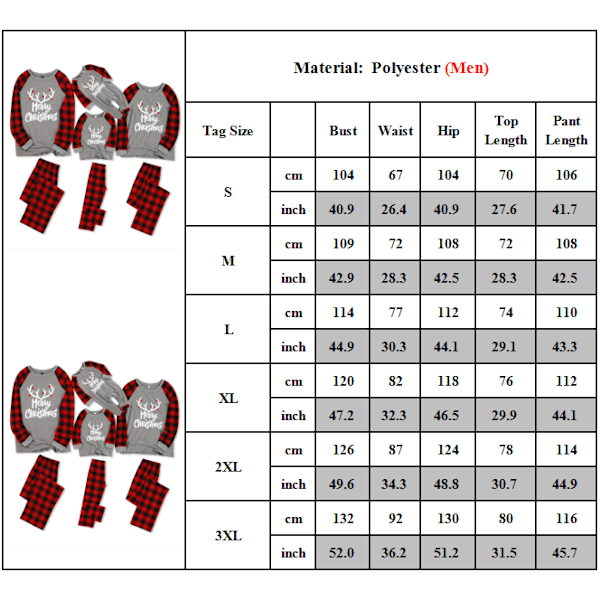 Familjematchande Julpyjamas för Vuxna och Barn - Julnattkläder - Parset Men 2XL