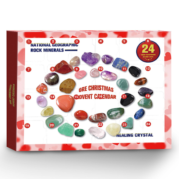 Julkalender med kristaller - 24 dagar, adventnedräkning, läkande kalender, julblindbox
