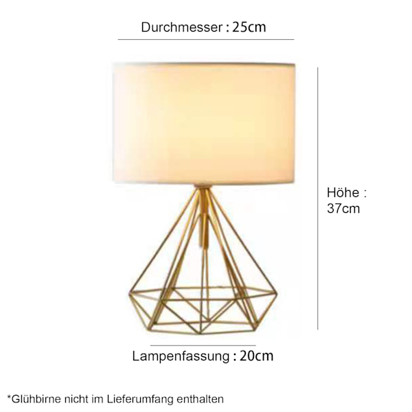 Bordlampe med kabelbryter - Dekorasjon for stue - soverom, vinduskarm, metall