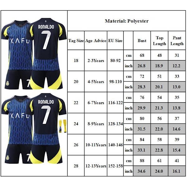 24-25 Riyadh Tröja Barn Fotbollströja Kit #7 RONRLDO Fotbollsdräkter 22