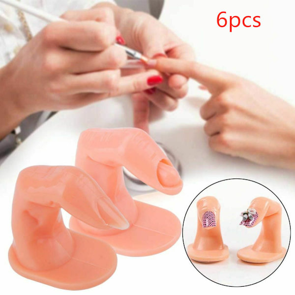 6 st Fake Övningsfingrar Displaymodell Hand Akryl Gel No Naglar 6pcs