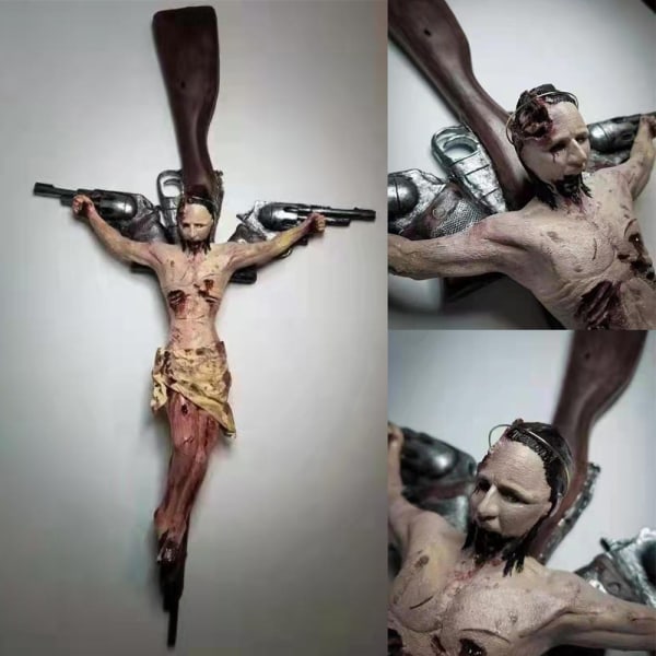 Cross Skull Gun Rack Marilyn Manson Holy Wood Resin Crafts