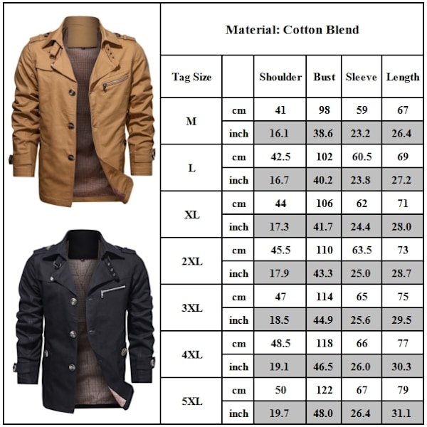 Herrar Jackor & Rockar Höst Vinter Casual Lös Passform Bomull Bomullsjacka Semesterkläder Black 4XL