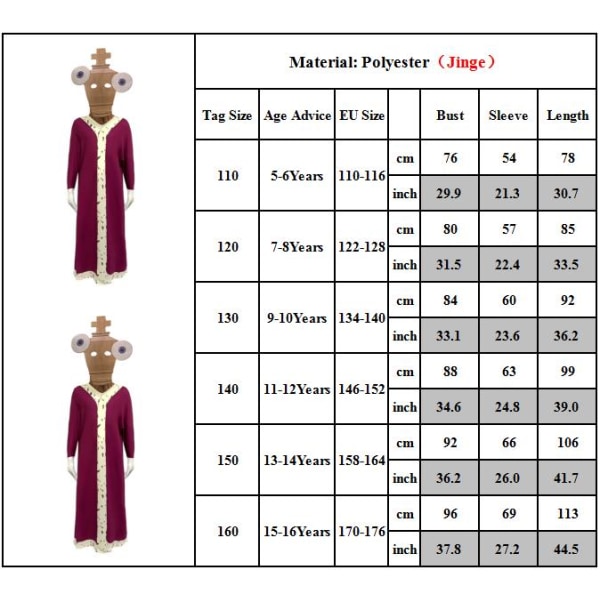 Kids Magical Digital Circus Costume Jumpsuit Mask Performance Fancy Dress Outfits Jin Ge 160cm