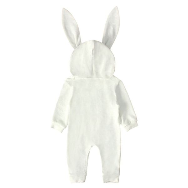 Babykanin-Romper med Huva Söt Kaninöron Blixtlås Jumpsuit Påsk 12-24M