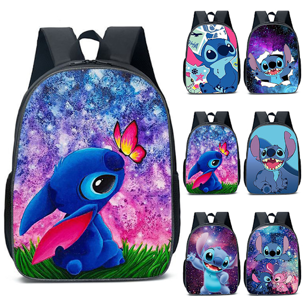 Lilo & Stitch Ryggsekk for jenter, Skolesekker Gavemote Skulderveske C