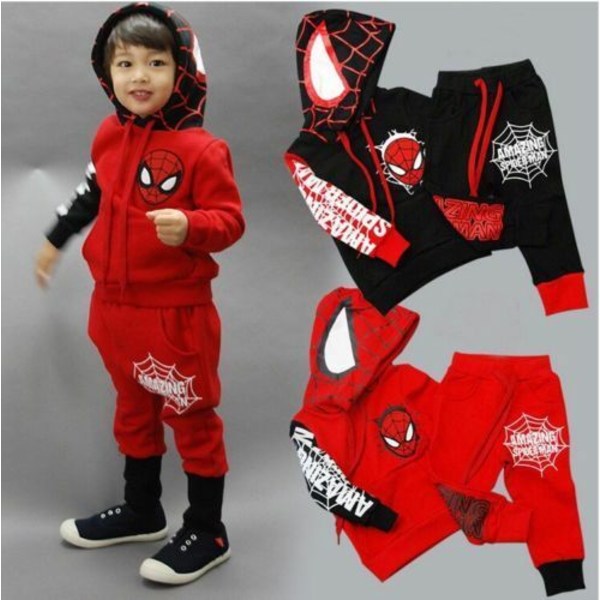 Spiderman Kids Sport Casual Träningsoverall Hoodies Byxor Sweatshirt Black 100cm