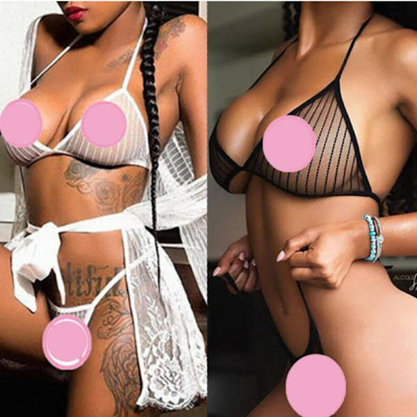 Naisten läpinäkyvät rintaliivit seksikkäät alusvaatteet G-string side white S