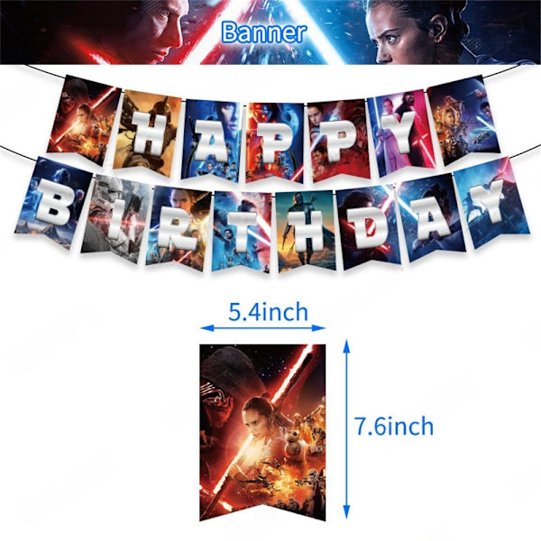Star Wars Tema Fødselsdagsfestartikler Banner Balloner Kage Toppers Dekorationssæt
