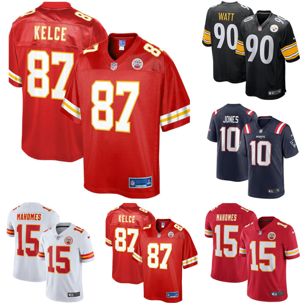 Herr Kansas City Chiefs Jersey NFL Amerikansk Fotboll Toppar Kortärmad T-shirt A M