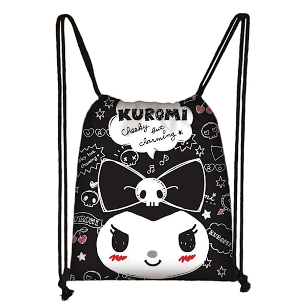 Kuromi Kiristysnyörillinen Reppu PE Urheilu Uimakoulu Matkakassi Reppu Lounaskassi #1 32x38cm