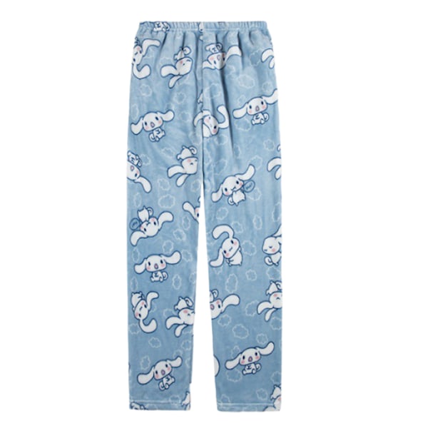 Söta Pyjamas för Kvinnor och Flickor med Cartoon Cat Print i Flanell, Jultema, Anime, Mjuka Sovpjamasbyxor Blue L