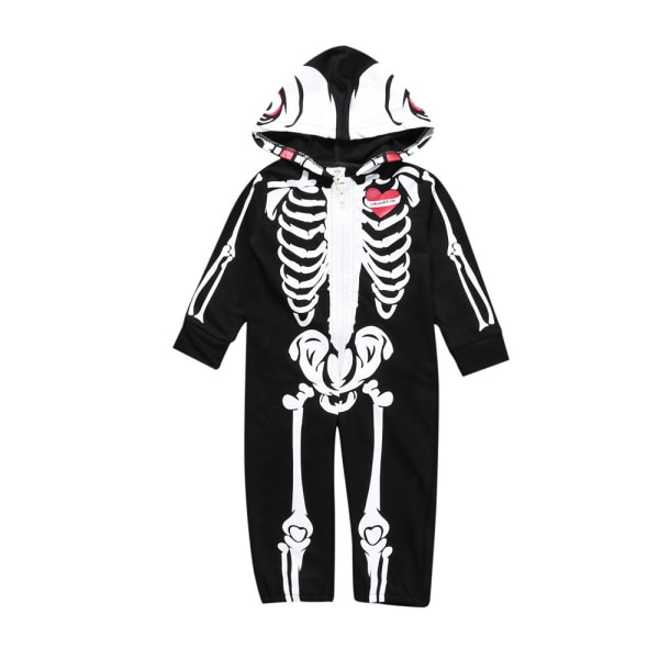 Halloween kostym nyfödd baby pojke kostym Skelett jumpsuit 90cm