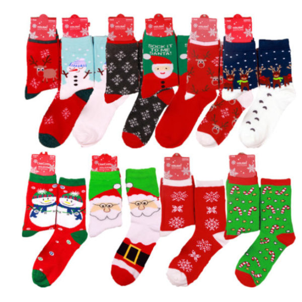 2/4/6/10 stk. Jule 10 farger Dekorer Mote Tegneseriesokker red snowflake 2PCS