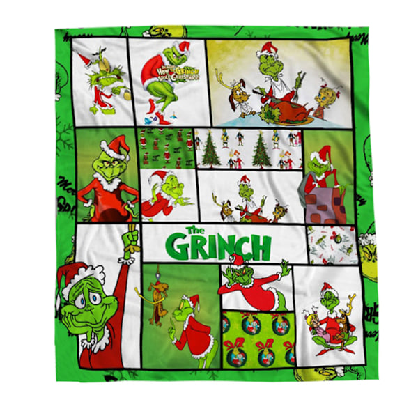 Julgrinch 3D-tryckt Sherpafilt, Pläd, Sängkläder B 80*120CM