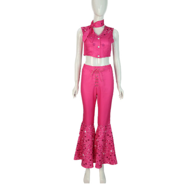 Barbie Pinkki Lännen Tyttö Asu Tytöille 70-luvun 80-luvun Disko Halloween-asu M