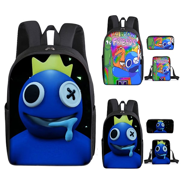 3-pack Roblox Rainbow Friends Ryggsäck Lunchväska Pennfodral C
