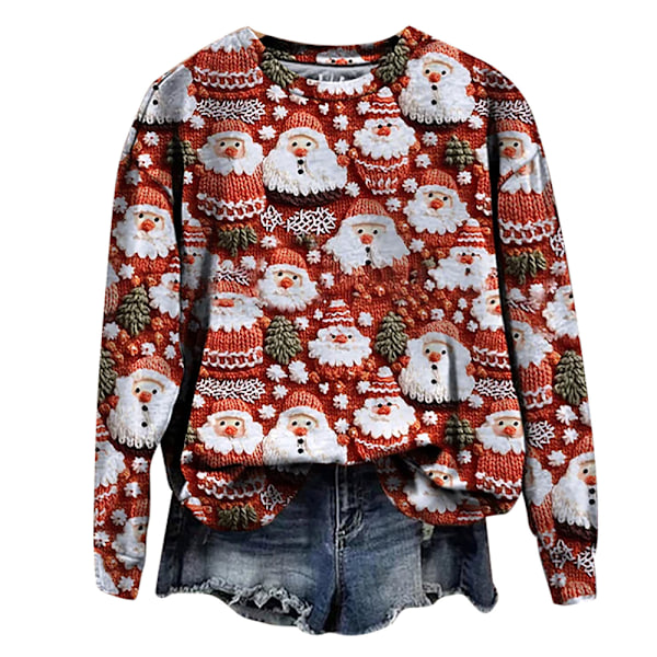 Jultröjor Dam Jumper Lös Blus Damtröjor Jul Långärmad Topp C M