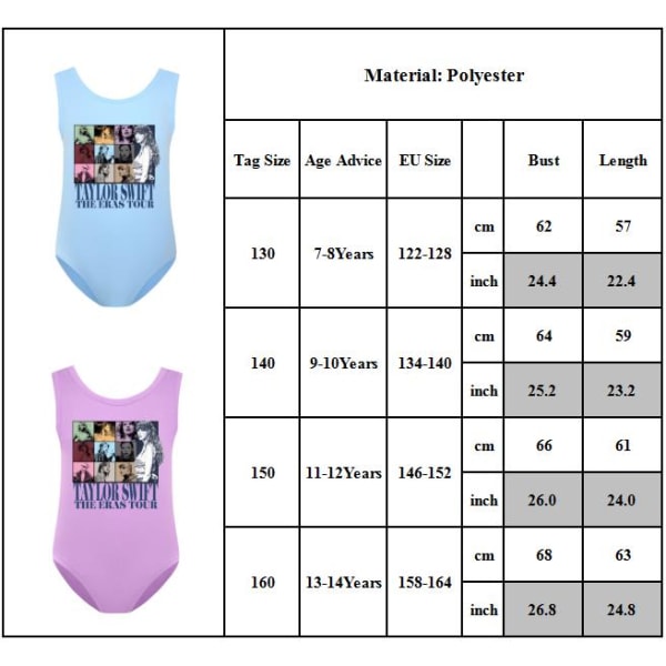 Taylor Print Barn Flickor Monokini Baddräkt Simdräkt Surf Strandkläder Purple 130cm