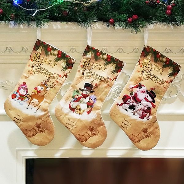 Stor Julstrumpa med Jultomte och Älg - Godispåse för Julhängande snowman
