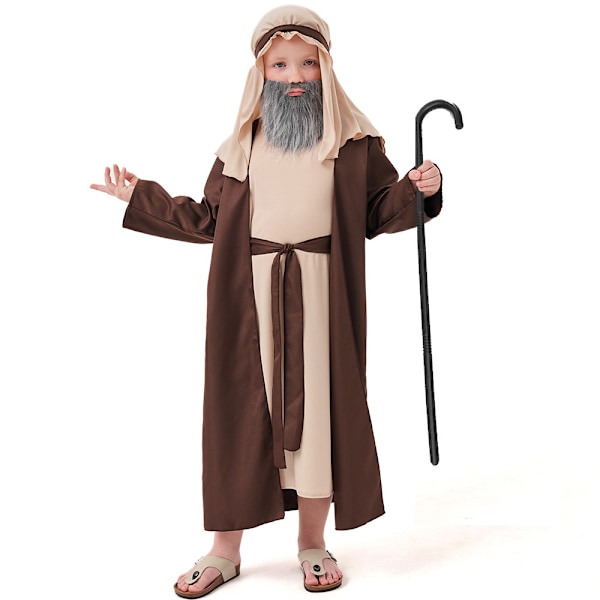 Modekläder för Halloween, Klädset för Babybarn Långärmad Halloween Arab Brun Farfar Mellanålders Kläder 3-delad Dräkt M