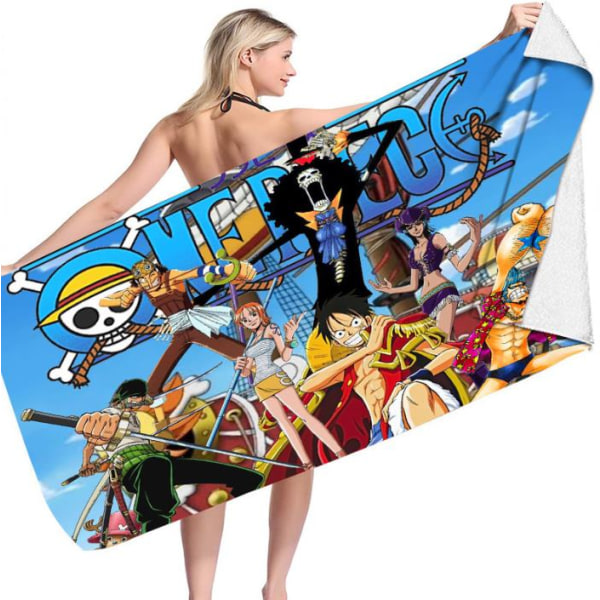 Anime One Piece Mikrofiber Badstrand Handduk för Vuxna Män Barn Pojke A 70*150cm