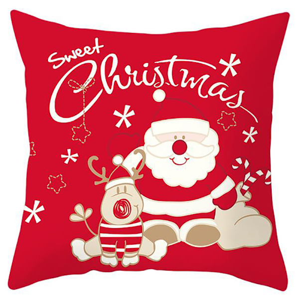 Kvadratisk Kuddfodral Jultomte Santa Claus Hemfest Dekoration 5