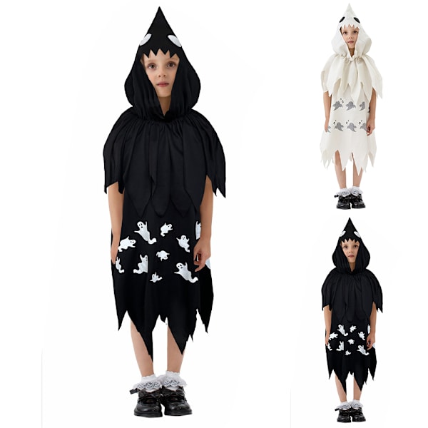 Lapsen aaveasu Cosplay-asu Halloween-karnevaalimekko black L