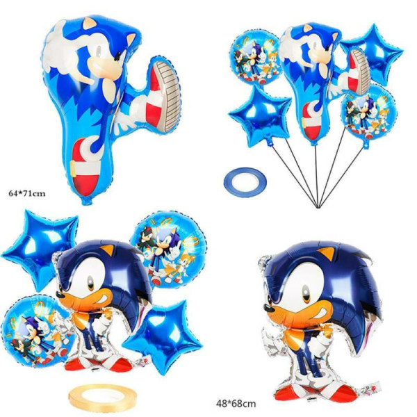 Sonic The Hedgehog Party Ballonger Set Kid Födelsedag Tecknad Inredning Silver