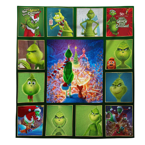 Julgrinch 3D-tryckt Sherpafilt, Pläd, Sängkläder A 100*150CM