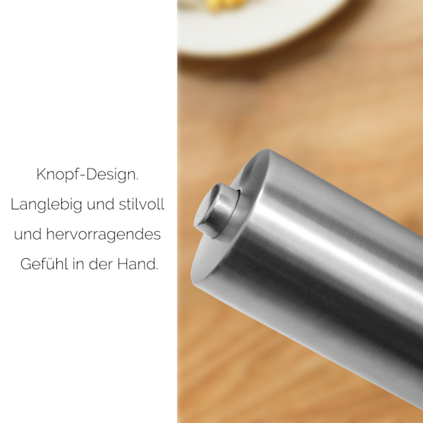 Elektrisk pepparkvarn saltkvarn, med justerbar keramisk kvarn 2-pack rostfritt stål kryddkvarn batteridriven med LED