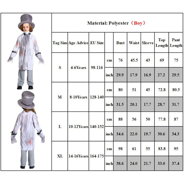 Cosplay Vampyr Halloweenfestdräkt Familjeset Barnkläder Boys XL