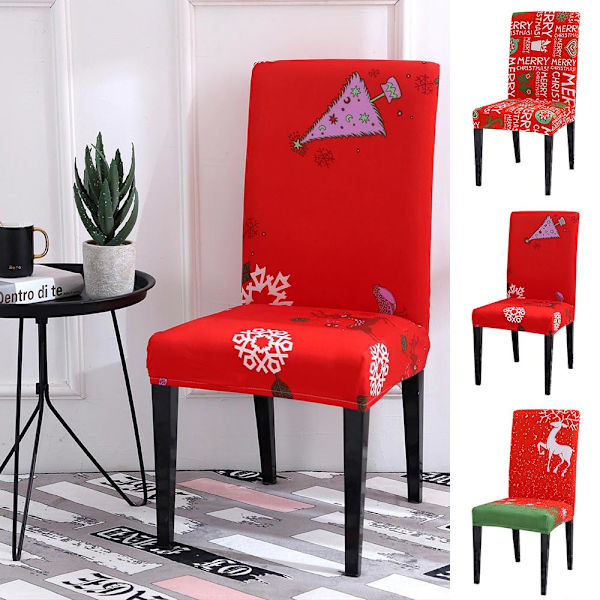 4 kpl Joustavat jouluruokapöydän tuolinpäälliset juhlakoristeet Falling snow 4PCS