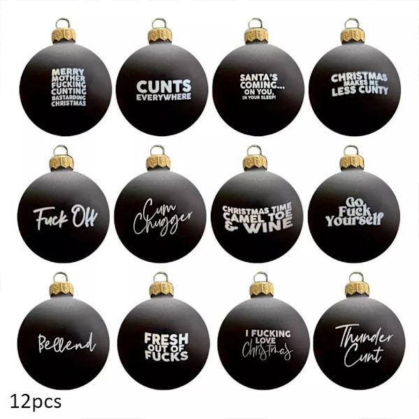 12 st Swear-Baubles Paket 2024 Roliga Julgranspynt Julkula Ornament 12PCS