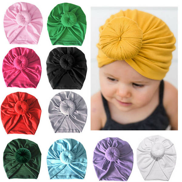 Nyfødt Baby Barn Turban Sløyfe Hode Wrap Jenter Lue Myk rose red