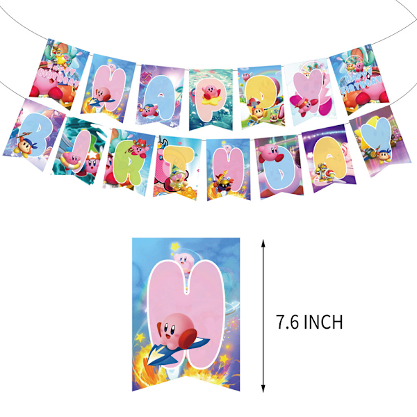 Kirby-tema ballong födelsedag banderoll tårta topper dekoration festtillbehör för barn