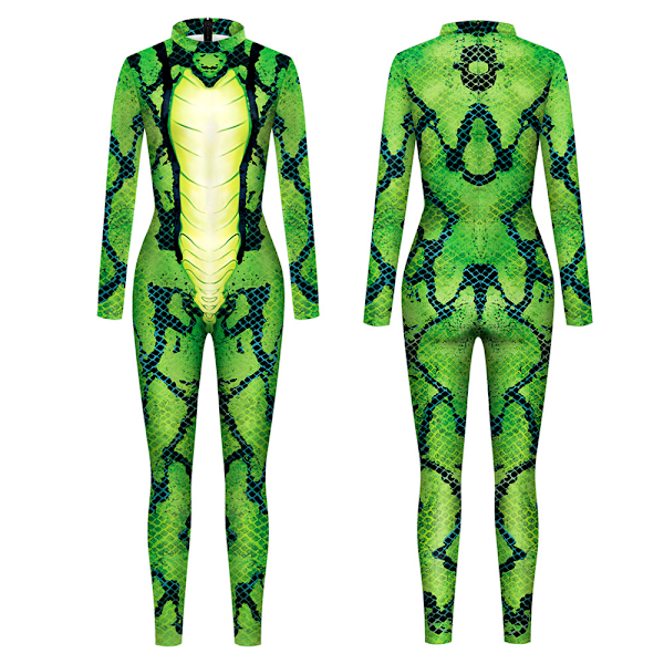 Grøn Slange 3D Digital Print Cosplay Halloween Jumpsuit M