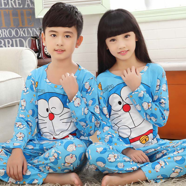 Barnens tecknade rundhals långärmad pyjamasuppsättning Doraemon 4-5 years